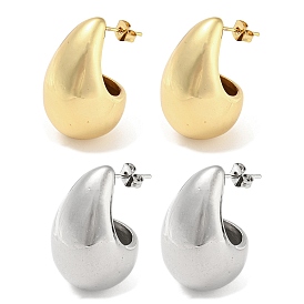 304 Stainless Steel Stud Earrings for Women, Teardrop