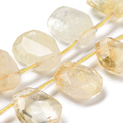 Natural Citrine Beads Strands, Faceted, Teardrop, Top Drilled