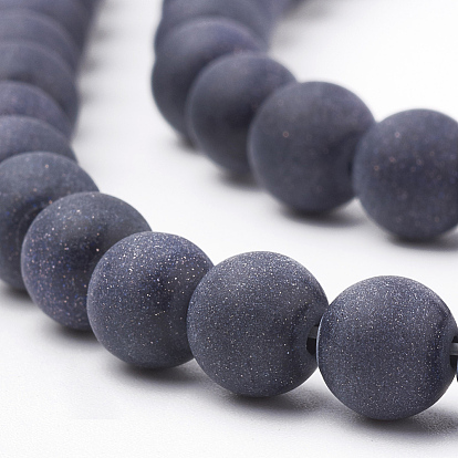 Synthetic Goldstone Beads Strands, Frosted, Round