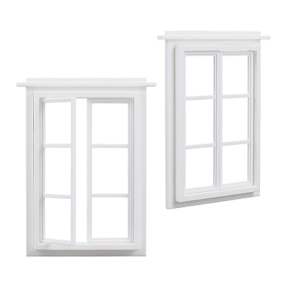 2pièces d'ornements miniatures de fenêtre en pla, pour accessoires de maison de poupée de jardin