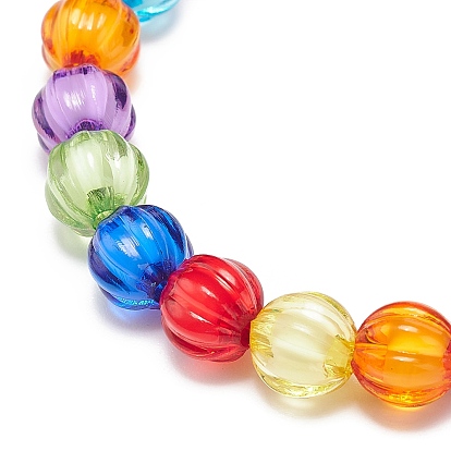 5 pcs 5 style citrouille & rond & polygone & coeur & étoile ensemble de bracelets extensibles en perles acryliques, bracelets empilables pour enfant