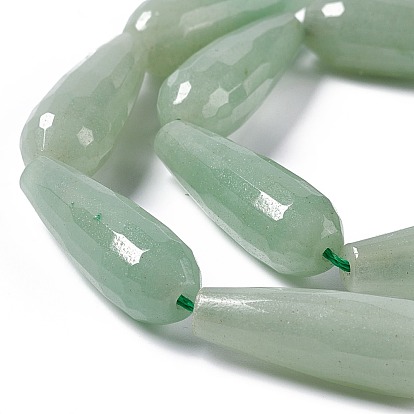 Natural Green Aventurine Beads Strands, Faceted, Teardrop