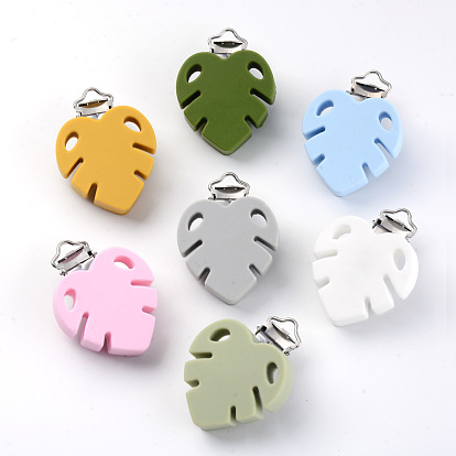 Пищевые экологически чистые силиконовые зажимы для детской соски, с 304 зажимами из нержавеющей стали, лист, цвет нержавеющей стали