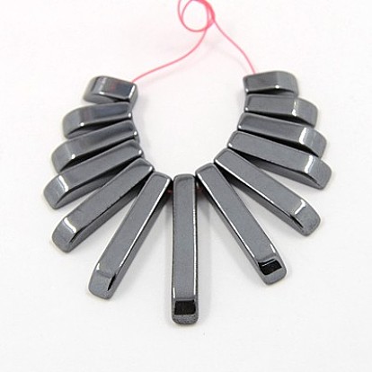 Non-magnetic Hematite Beads Strands, Graduated Beads, Rectangle, 10~27x4~5x4mm, Hole: 1mm