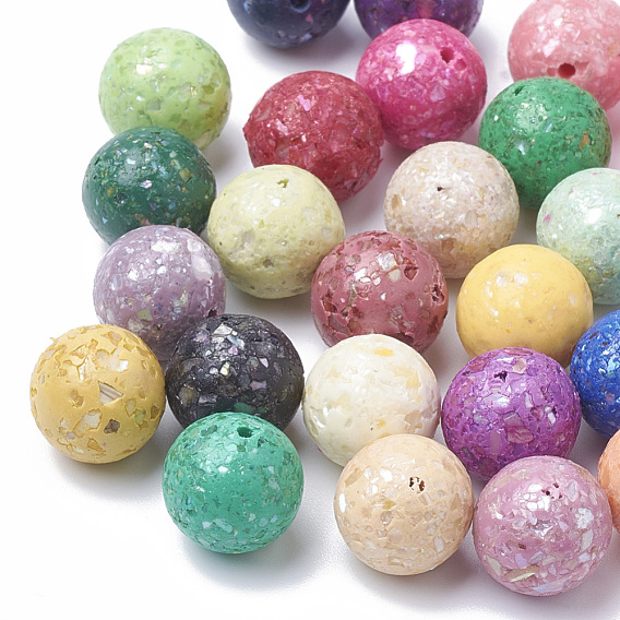 Handmade Polymer Clay Beads, with Shell, Round