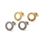 201 Stainless Steel Stud Earring Findings, with 304 Stainless Steel Pin & Hole & Friction Ear Nuts, Donut