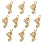 10Pcs Brass Micro Pave Clear Cubic Zirconia Pendants, with Jump Ring, Long-Lasting Plated, Butterfly