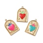304 подвески из нержавеющей стали, с эмалью, ионное покрытие (ip), арка с сердечком, реальный 18 k позолоченный