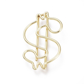 Dollar Sign Shape Iron Paperclips, Cute Paper Clips, Funny Bookmark Marking Clips