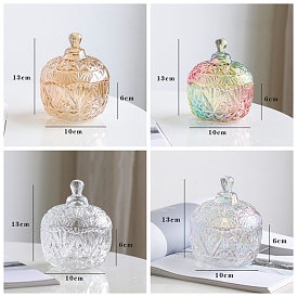 Crystal Glass Storage Jar, Glass Candle Cup, with Lid, Candy Food Storage Container Supplies