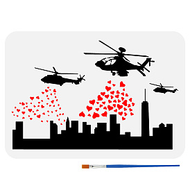 1Pc Plastic Hollow Out Drawing Painting Stencils Templates, for Painting on Scrapbook Fabric Tiles Floor Furniture Wood, with 1Pc Plastic Paint Brush