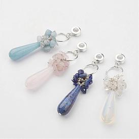 Collares europeos del colgante de la piedra preciosa, con fornituras de latón, gota, plata