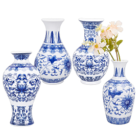 4Pcs 4 Styles Porcelain Artificial Flower Hanging Vase, Wall-mounted Vase Rack