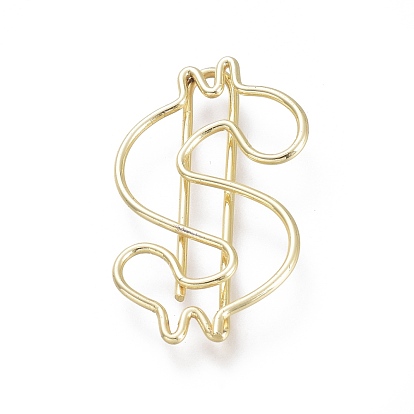 Dollar Sign Shape Iron Paperclips, Cute Paper Clips, Funny Bookmark Marking Clips