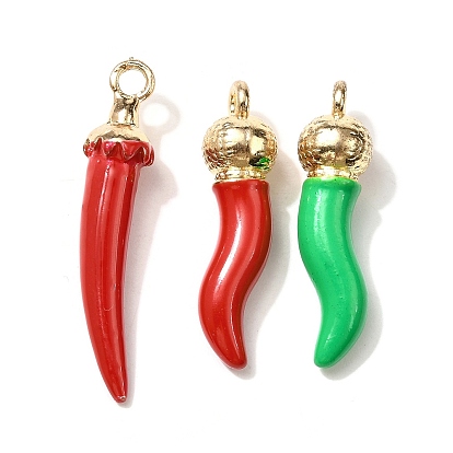 Непрозрачные подвески смолы, перец, с петлей из светло-золотистого сплава