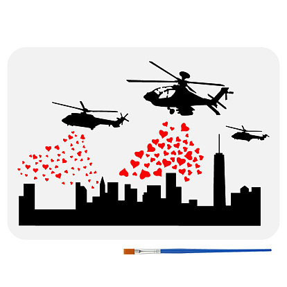 1Pc Plastic Hollow Out Drawing Painting Stencils Templates, for Painting on Scrapbook Fabric Tiles Floor Furniture Wood, with 1Pc Plastic Paint Brush