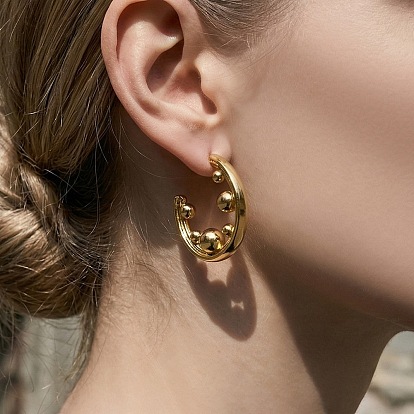 304 из нержавеющей стали серьги, с-образный с круглым