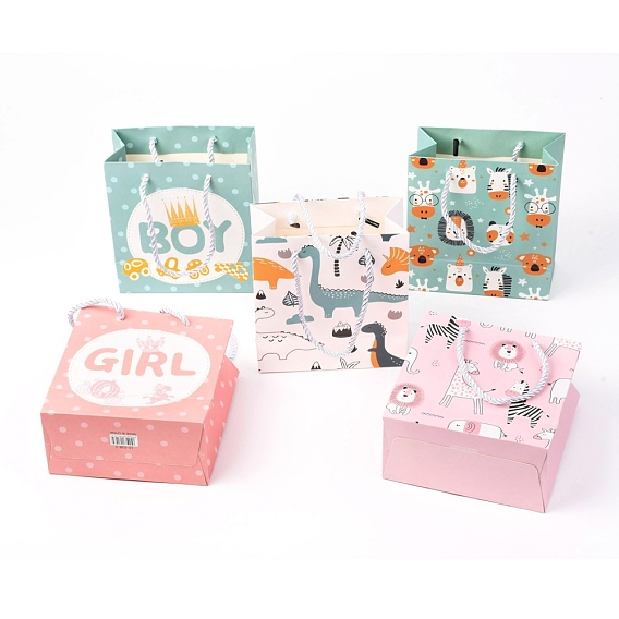 Bolsas de papel de dibujos animados, Rectángulo, para guardar joyas