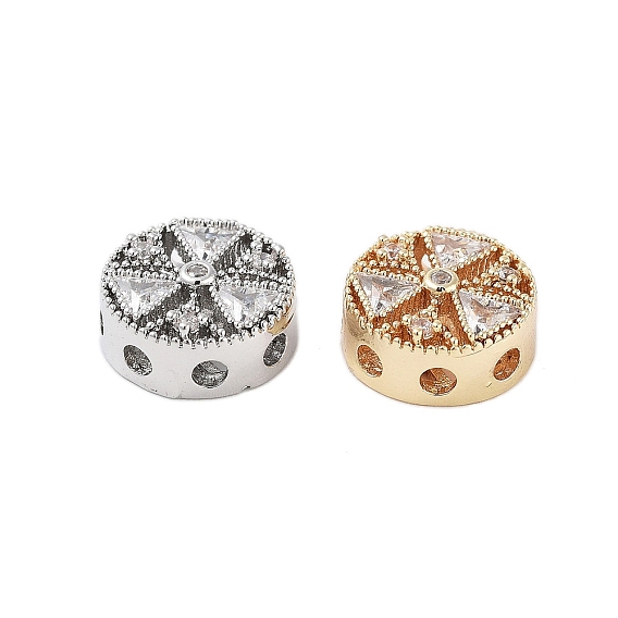 Латунные микропаве из прозрачного кубического циркония, без кадмия, без никеля и без свинца, плоские круглые с цветком