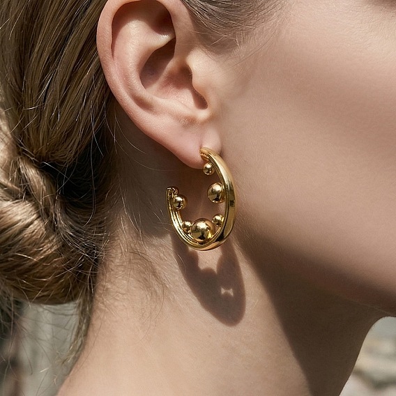 304 из нержавеющей стали серьги, с-образный с круглым