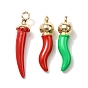 Непрозрачные подвески смолы, перец, с петлей из светло-золотистого сплава