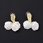 Acrylic Imitation Shell Dangle Earrings, Alloy Cluster Drop Earrings with 925 Sterling Silver Pins for Women