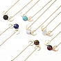 Pendant Necklaces, with Gemstone Beads, 304 Stainless Steel Cable Chains, Iron Curb Chains, Double Horn/Crescent Moon Brass Pendants & Lobster Claw Clasps