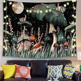 Mushroom Pattern Polyester Wall Hanging Tapestry, for Bedroom Living Room Decoration, Rectangle