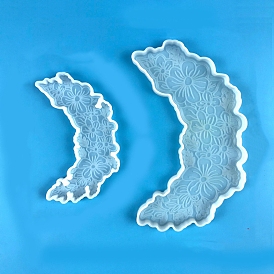 Подставки под стаканы из пищевого силикона своими руками, формы для литья смолы, луна с цветком