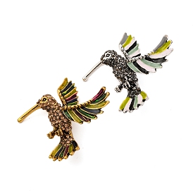 Alloy Rhinestone Brooches, Colorful Enamel Pins, Bird