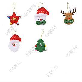 10 piezas 5 estilos de decoraciones colgantes de tela, adornos para arboles de navidad, para la decoración de fiestas en casa