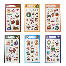 Christmas Theme PET Plastic Stickers, Self-Adhesive Gift Tag Stickers, for Party, Decorative Presents