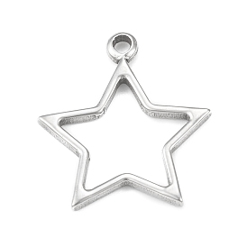 304 Stainless Steel Pendants, Hollow, Star Charm