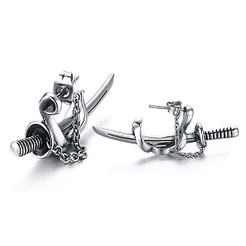 Alloy Chain Sword Scabbard Stud Earrings