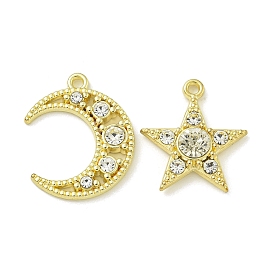 Zinc Alloy Crystal Rhinestone Pendants, Golden