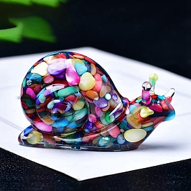 Resin Snail Display Decoration, with Shell Chips inside Statues for Home Office Decorations
