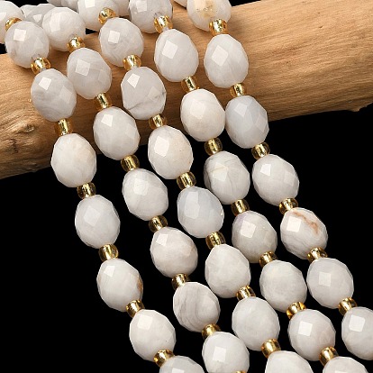 Натуральные белые сумасшедшие агатовые бусины, граненые, рис, с бисером