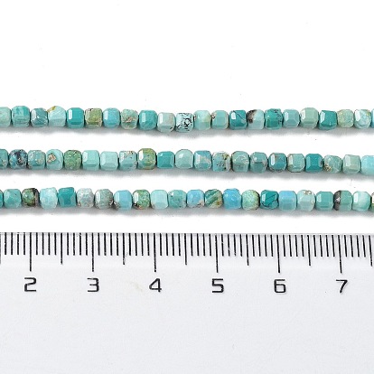 Natural HuBei Turquoise Beads Strands, Cube, Faceted