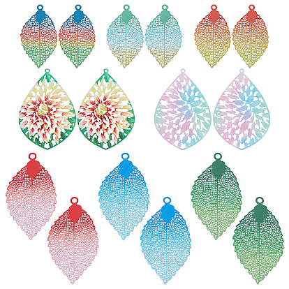 16 шт. 8 цвета 201 украшения из нержавеющей стали с травлением металла подвески, лист