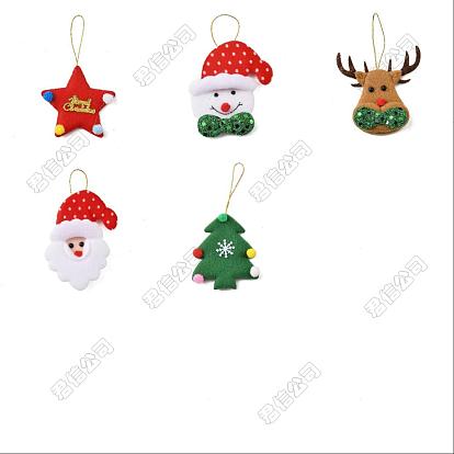 10 piezas 5 estilos de decoraciones colgantes de tela, adornos para arboles de navidad, para la decoración de fiestas en casa