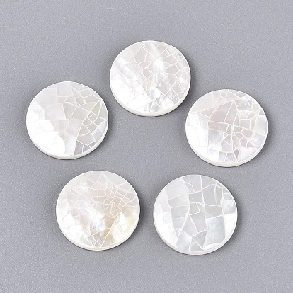 Натуральный белый кабошоны оболочки, потрескивание плоский круглый