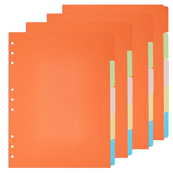 Разделители для папок-регистраторов, 9 Вкладка индексной страницы с отверстиями для планировщика, блокнота и переплетных листов., прямоугольные