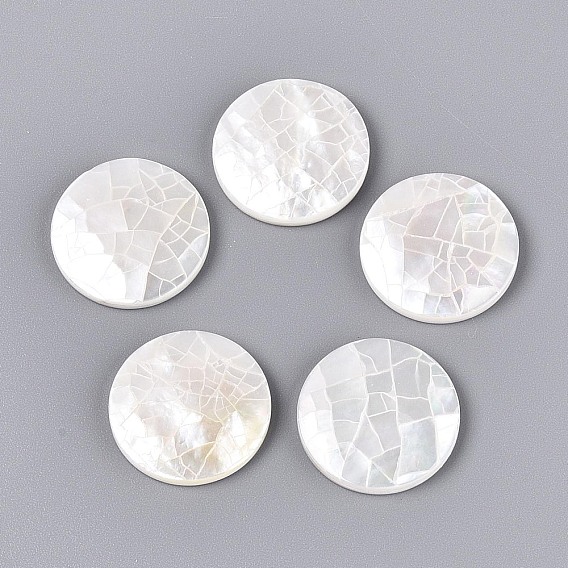 Натуральный белый кабошоны оболочки, потрескивание плоский круглый