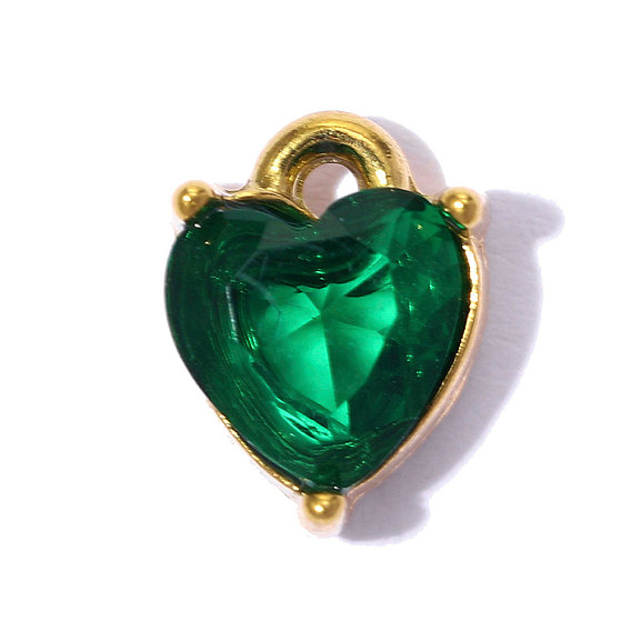 День святого Валентина 304 подвески из нержавеющей стали, с кубического циркония, сердце прелести, зеркальная полировка, ионное покрытие (ip), реальный 18 k позолоченный