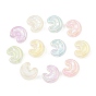 UV Plating Transparent Acrylic Beads, Iridescent, Moon, with Glitter Powder