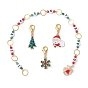 4Pcs Christmas Theme Knitting Row Counter Chains & Locking Stitch Markers Kits, with Snowflake Santa Claus Bell Alloy Enamel Pendant