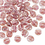 Handmade Gold Sand Lampwork Beads Strands, Flat Round