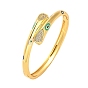 Brass Micro Pave Clear Cubic Zirconia Eye Enamel Bangles for Women