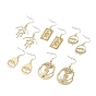Chakra Theme Hollow Charm Dangle Earrings, Lucky Drop Earrings for Girl Women, Mixed Shape