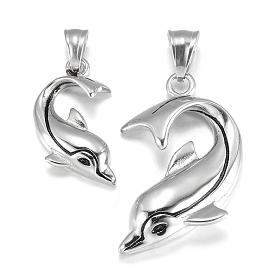 316L Surgical Stainless Steel Couple Pendants, For Valentine's Day, Dolphin